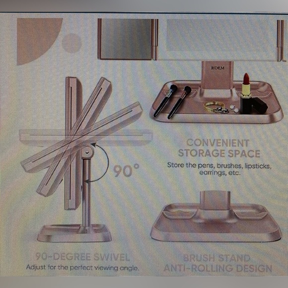 New in box HORM 3 color lighting make up mirror - Picture 6 of 6